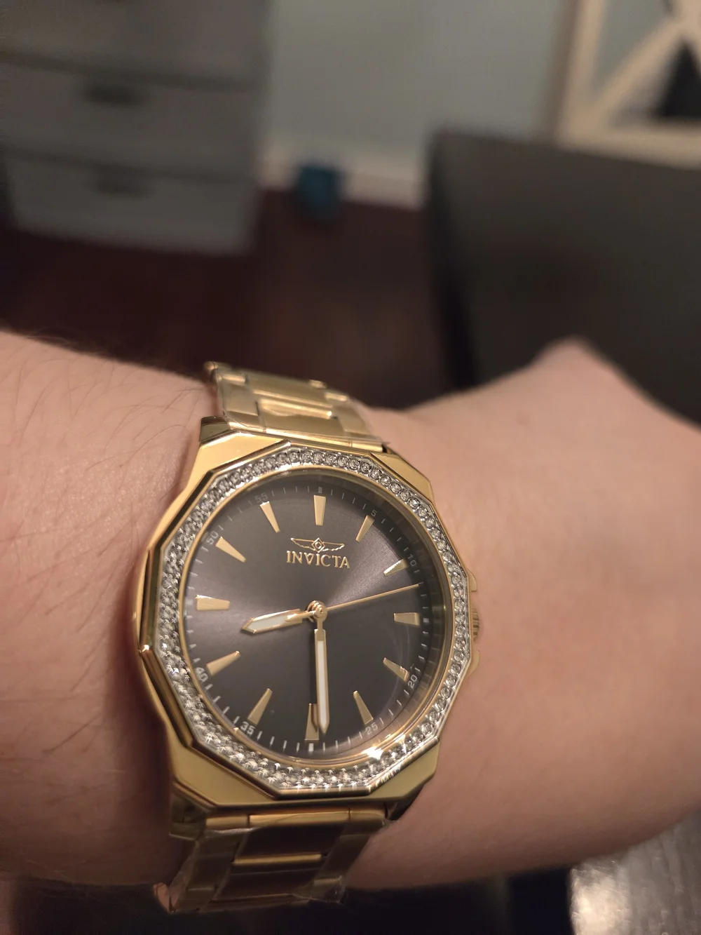 Invicta Womens Gold Tone Watch With Crystals